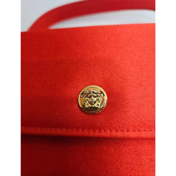Versace Profumi Box Bag Red Satin Gold medallion snap closure 5" x 3"x4" Clean - Picture 2 of 11